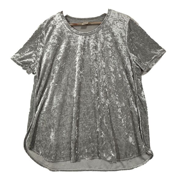 Faded Glory Tops - Faded Glory Crushed Velvet Womens Top Silver Whimsigoth Glam NYE Plus Sz 1X